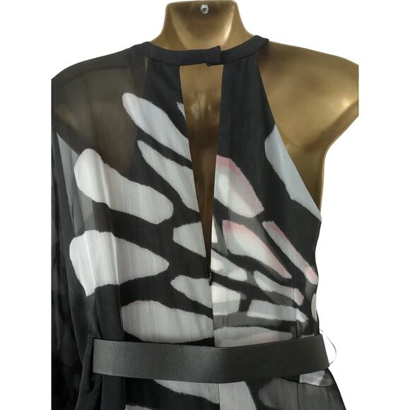 NWT Halston Heritage Sz 2 Asymmetrical Overlay Winged $595 Formal Maxi Dress - Picture 9 of 14